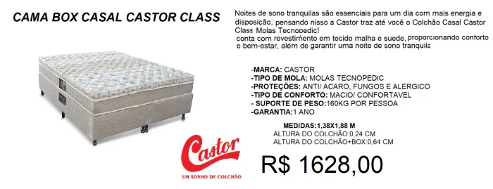 Cama box Castor de mola casal - Entrega GRATIS - Pronta entrega
