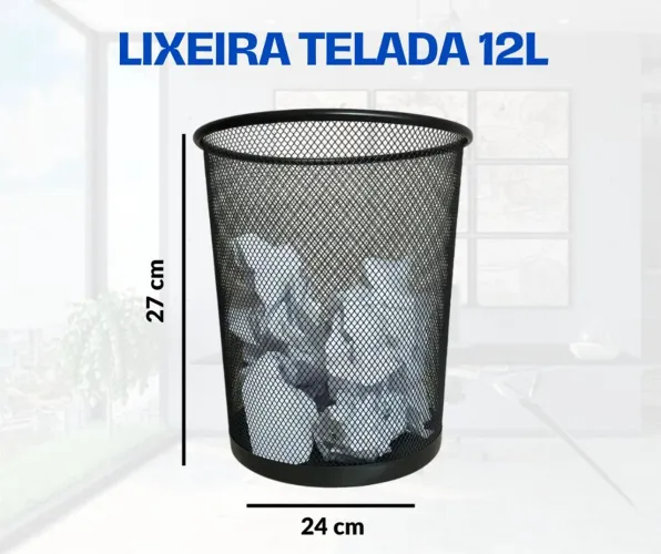 Lixeira Metal Telada 12L - Ideal para Escritório 
