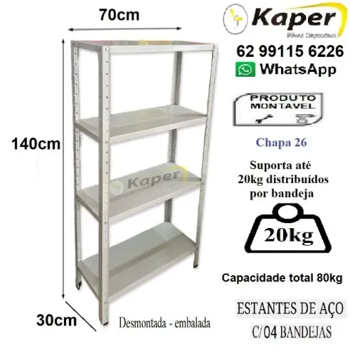 Estante de aço / prateleira de aço 4 Bandejas compacta Cinza ( produto novo ) Promoção ! !