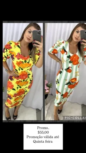 Vestido Midi Tubinho Floral na promoção