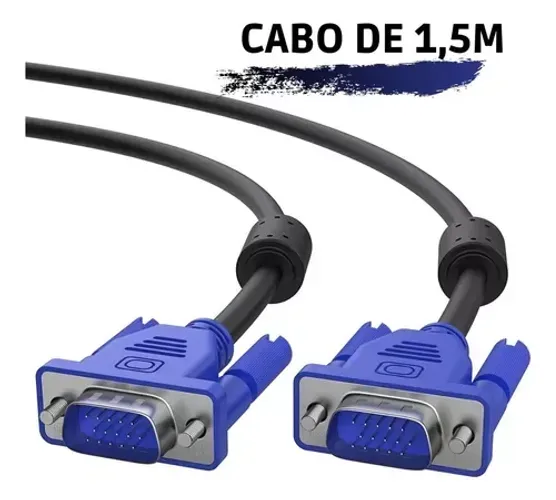 Cabo VGA para Monitor Notebook ou PC 1,5 Metros