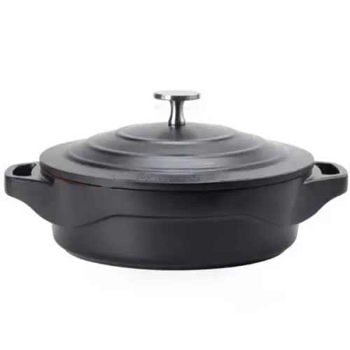 Caçarola Baixa 24cm com Revestimento Cerâmico Preta Le Cook com 02 pegadores de silicone