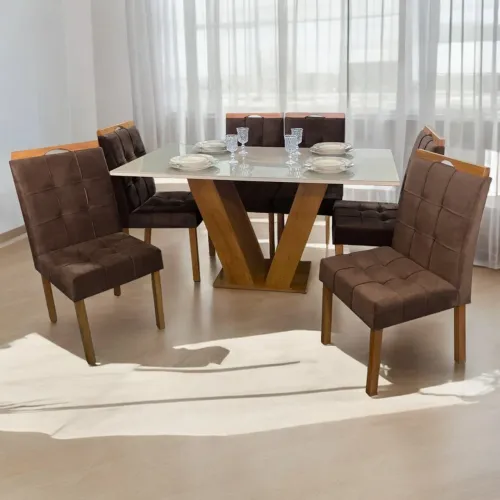 Mesa de Jantar 1,60 com 6 Cadeiras Melissa tt655