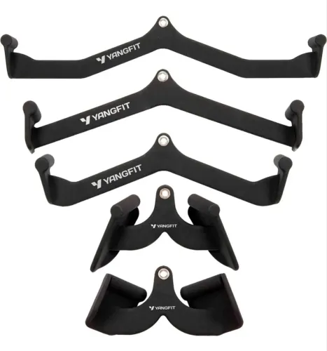 Kit Puxadores Anatômicos Academia Musculação 5 Peças Yangfit preto
