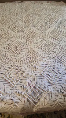 Colcha de Crochê Branca Artesanal