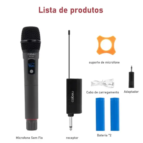 Microfone sem fio recarregável 