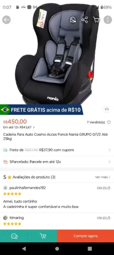 Cadeira para carro até 18 kg