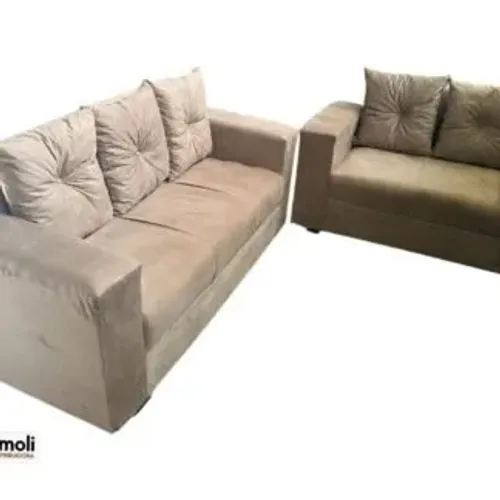 2 /3 Lugares Suede Cor Bege - almofadas soltas Pés em Madeira