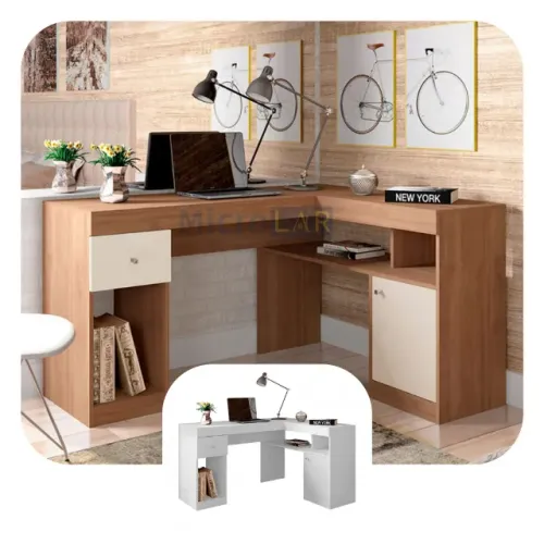 Escrivaninha de Canto com Porta Lateral WS - Monta na Hora