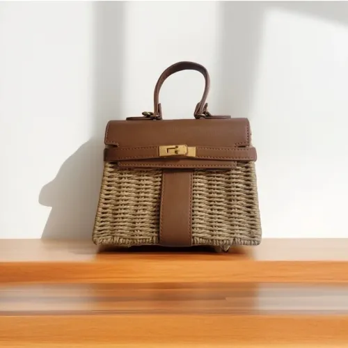 Bolsa de palha com design moderno, bolsa transversal, pequena bolsa quadrada