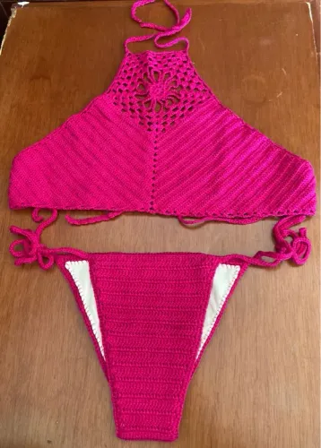 Biquíni Crochê Rosa