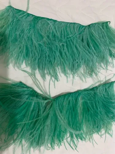 Franja de plumas de penas verde para artesanato