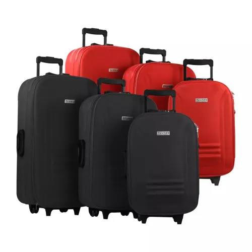 Kit Jogo Mala de Viagem com 3 Peças Poliéster Preto ou Vermelho