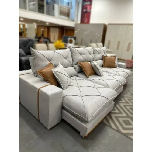 Sofá Retrátil Reclinável Malibu 2.90m Linho Cinza 1008 - D33