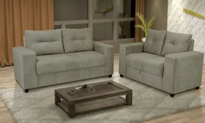 Conjunto de Sofás 2 e 3 Lugares - Bege Claro