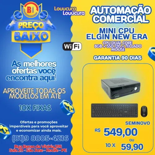 Cpu Elgin E3 Nano Mini CPU-s4 Ssd  120 Gb 8g Memória Wifi - Teclado e Mouse