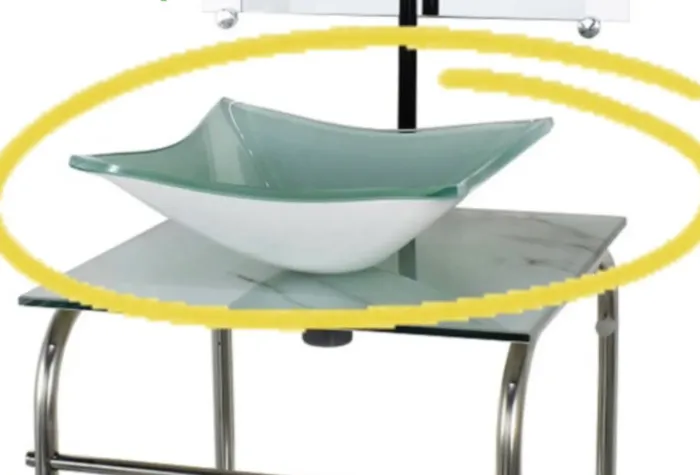 Gabinete 33cm De Vidro Inox Cuba Quadrada Marmore Branco