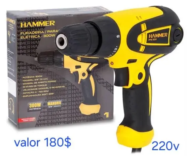 Furadeira/Parafusadeira Elétrica Hammer 300W 220v novo 