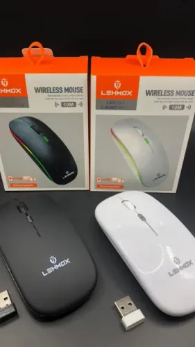 Mouse sem fio LEHMOX - 2.4Ghz - Preto e Branco