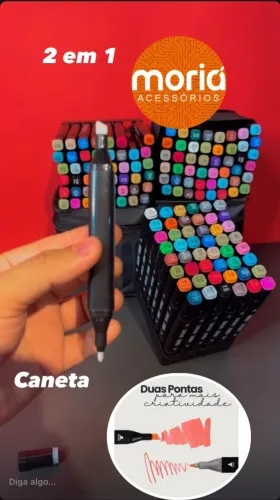 Kit Canetas Marcador Permanente Ponta Dupla 48 Cores Colorir