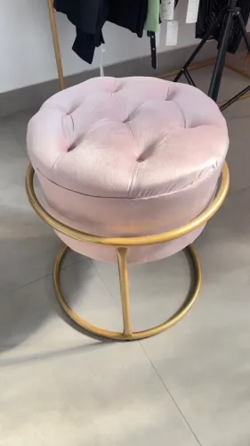 Puff/ banco rose e dourado