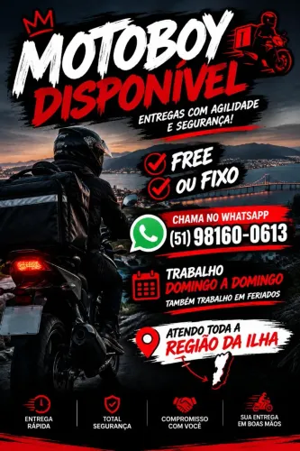 motoboy disponível, qualquer dúvida chamar no whats ou no privado.
