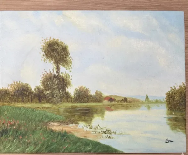 Quadro pintura óleo sobre eucatex sem moldura