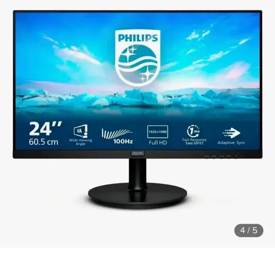 Monitor Philips de 23,8 polegadas, modelo 241V8LAB, ideal para jogos, trabalho ou estudo
