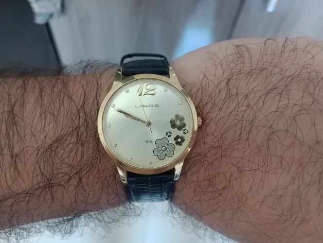 Relógio Lince Dourado Feminino Original - Lindo