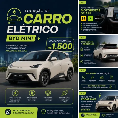 ALUGUE SEU BYD MINI E GANHE MAIS COMO MOTORISTA DE APP!