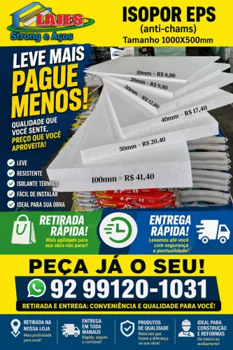 ISOPOR EPS ANTI CHAMAS PARA FORROS E PAREDES