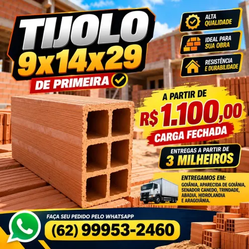 Tijolo 9x14x29 direto cerâmica