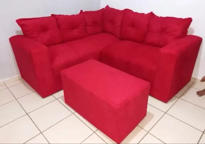 Sofá de Canto Com Puff
