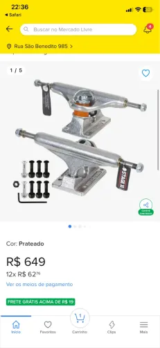 Truck independent 149 vazado usado umas 5 vezes tá zero