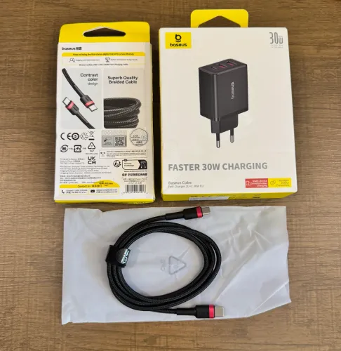 Carregador 30W + Cabo Usb-C Original Baseus