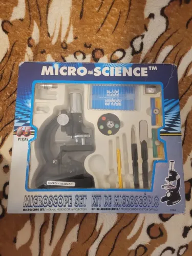 microscópio micro-science 65 peças incompleto anos 90/2000 em bom estado