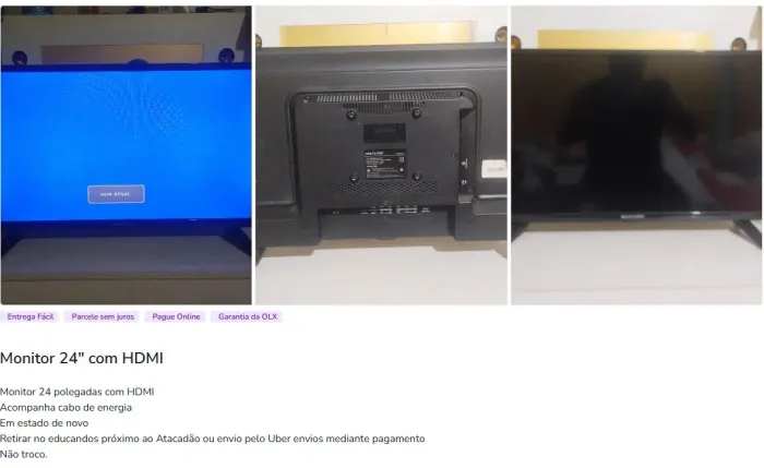 Vende-se monitor de 24 polegadas