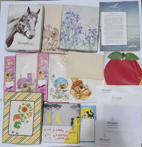 Lote com diversos papéis de carta - conforme fotos - Snoopy, woofit e pés e boca e mais