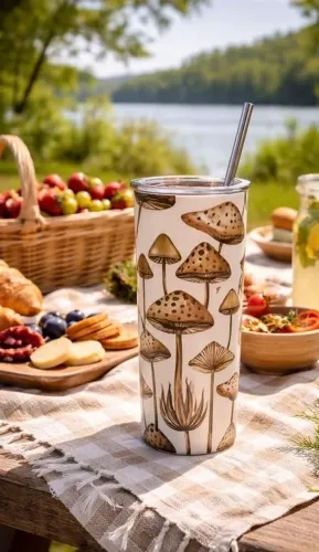 Copo Térmico Estampado Slim 700ml Inox com Canudo de Aço