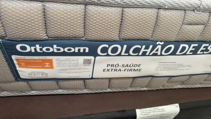 CONJUNTO COLCHÃO/BOX SOLTEIRÃO PRO SAÚDE EXTRA FIRME ORTOBOM NOVO
