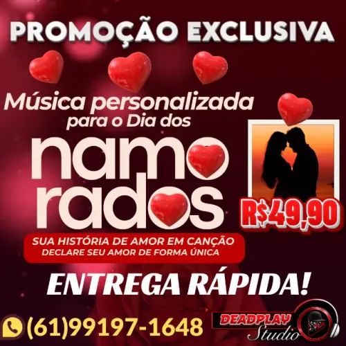 Música Personalizada Dia dos Namorados Presente Criativo Canção Exclusiva