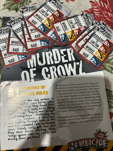 Cartas e manual em Inglês Zombicide Murder of Crowz primeira edição