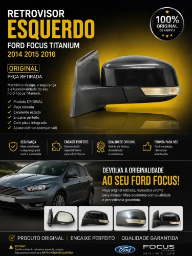 Retrovisor esquerdo ford focus titanium 2014 2015 2016
