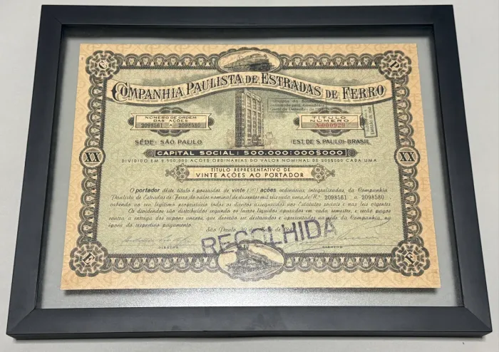 Antiga ação da companhia paulista de estradas de ferro