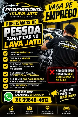 Vaga para Profissional de Lava Jato com Experiência em Vendas