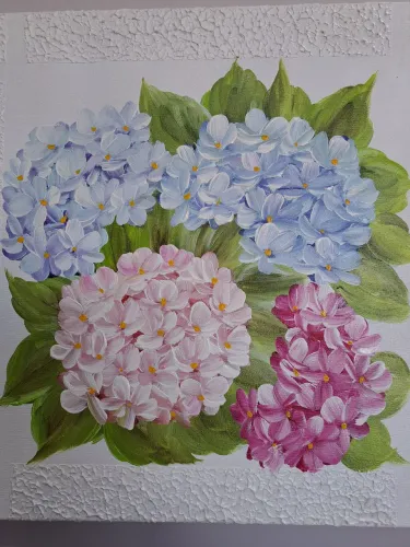 Quadro pintura hortensias