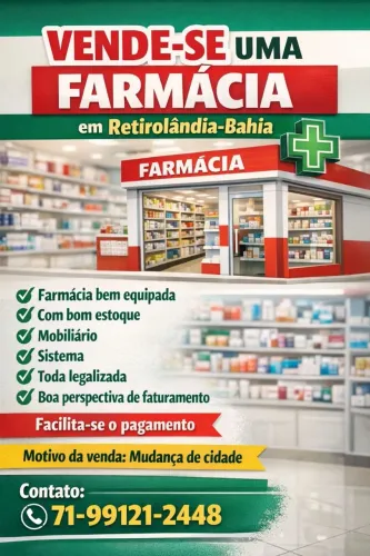 Vendo Farmácia completa em Retirolandia-BA