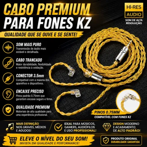 Cabo Premium Para Fones De Ouvido Retorno De Palco - Qkz T1 Amarelo