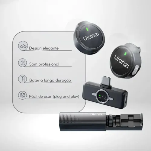 Microfone lapela A21 Ulanzi anti ruído para smartphone