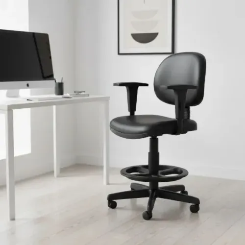Cadeira Caixa Executiva Lisa Braço Regulável Preta Ergonomia e Conforto Profissional 35029